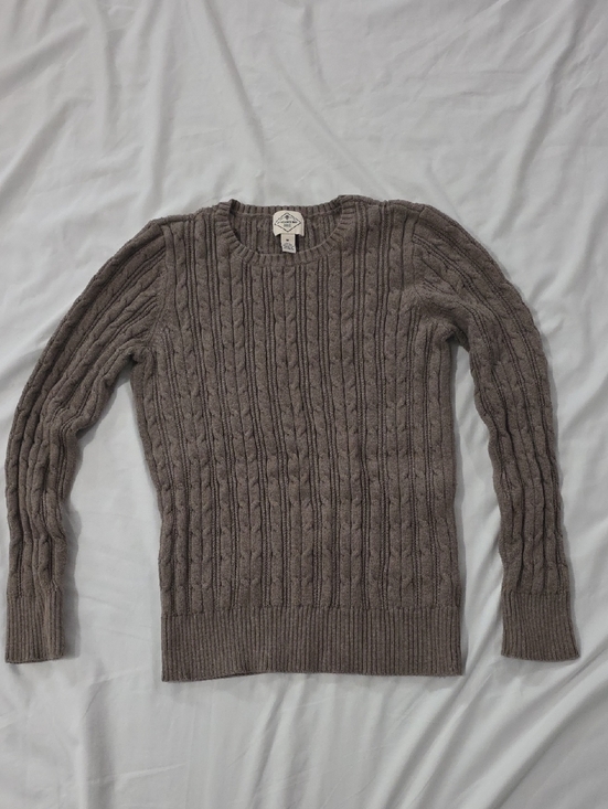 St. John's Bay Sweaters - St. John's Bay Taupe Cable Knit Crewneck Sweater